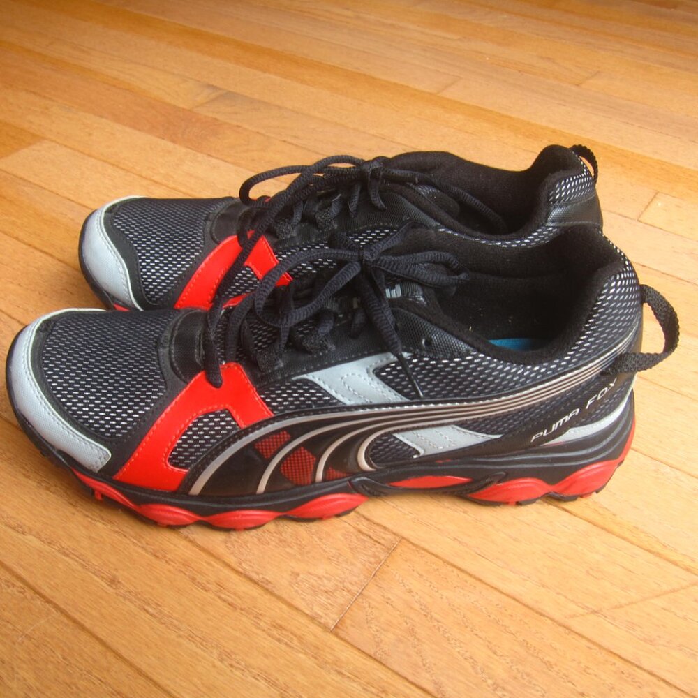 Puma Fox Men's Running Shoes Size 10.5 Eco Ortholite Archtec black red gray